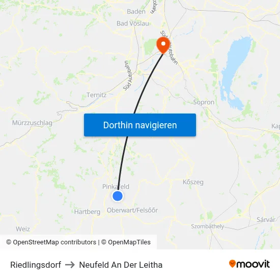 Riedlingsdorf to Neufeld An Der Leitha map