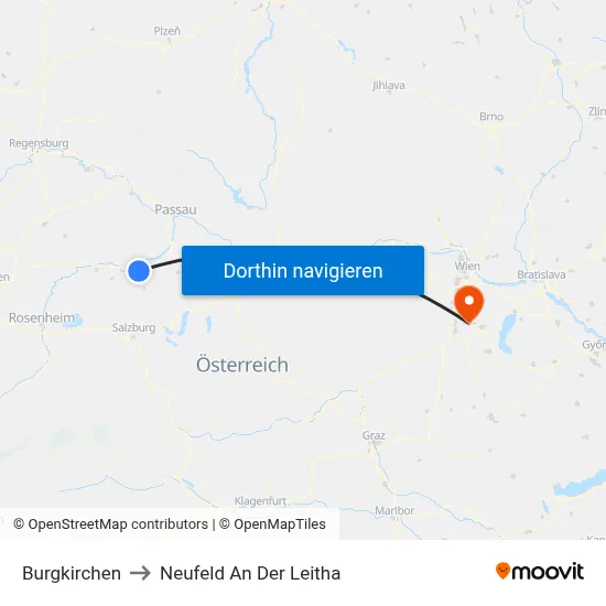 Burgkirchen to Neufeld An Der Leitha map