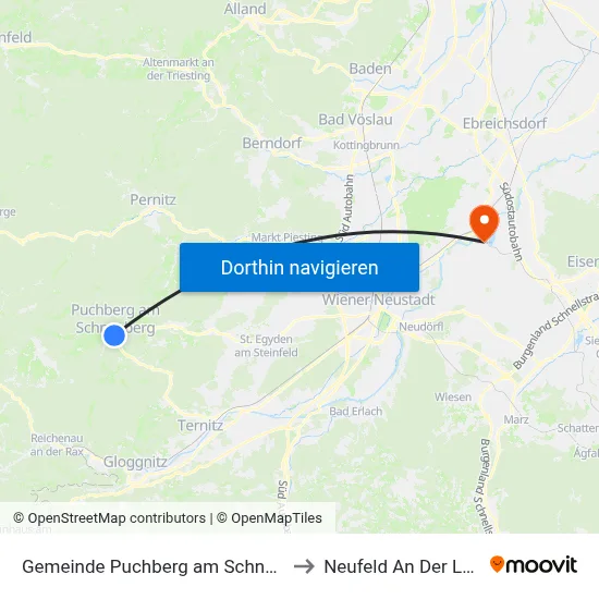 Gemeinde Puchberg am Schneeberg to Neufeld An Der Leitha map