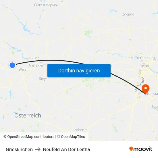 Grieskirchen to Neufeld An Der Leitha map