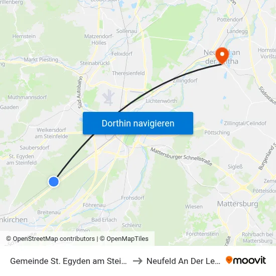Gemeinde St. Egyden am Steinfeld to Neufeld An Der Leitha map