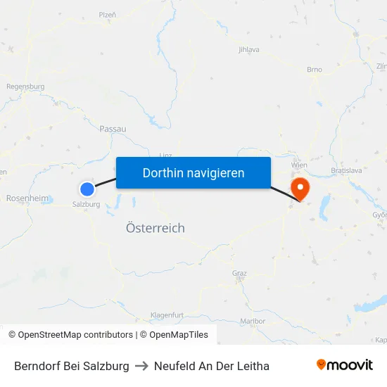 Berndorf Bei Salzburg to Neufeld An Der Leitha map