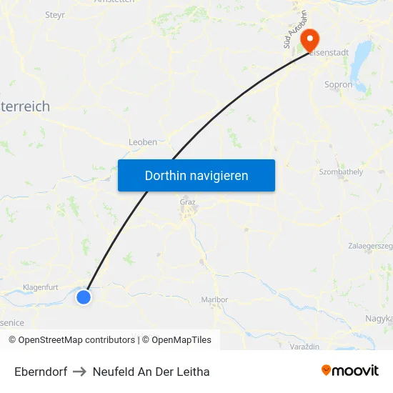 Eberndorf to Neufeld An Der Leitha map