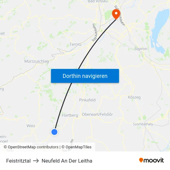 Feistritztal to Neufeld An Der Leitha map