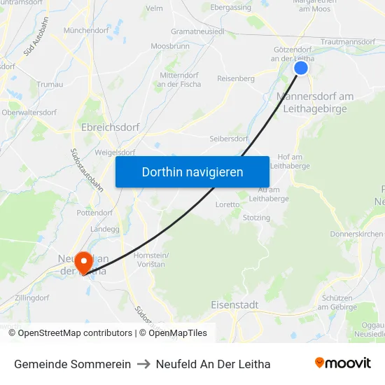 Gemeinde Sommerein to Neufeld An Der Leitha map
