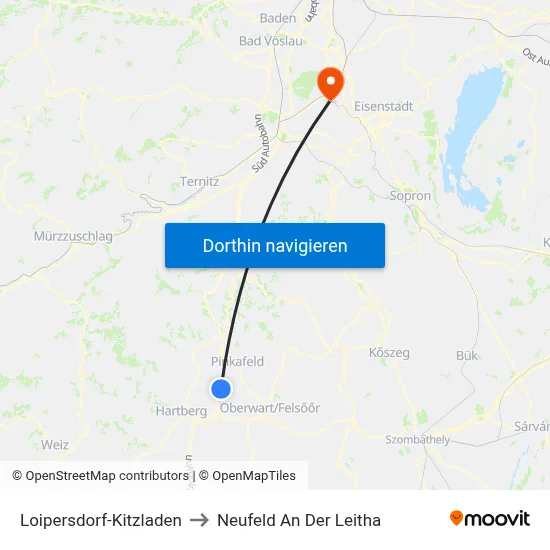 Loipersdorf-Kitzladen to Neufeld An Der Leitha map