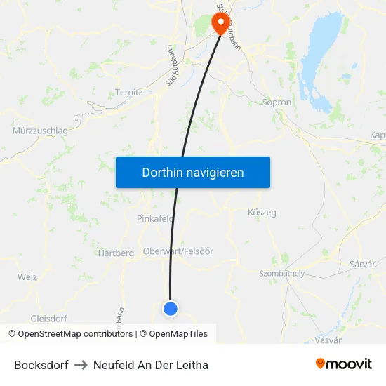 Bocksdorf to Neufeld An Der Leitha map