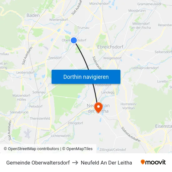 Gemeinde Oberwaltersdorf to Neufeld An Der Leitha map