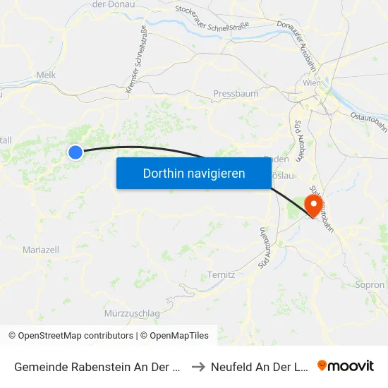 Gemeinde Rabenstein An Der Pielach to Neufeld An Der Leitha map