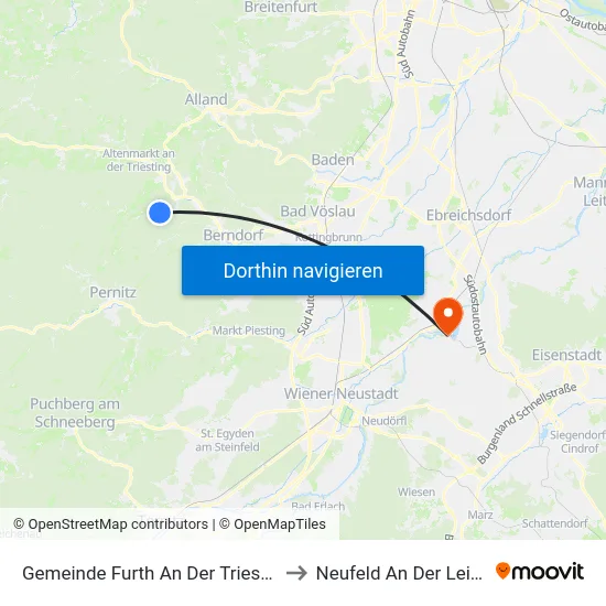 Gemeinde Furth An Der Triesting to Neufeld An Der Leitha map