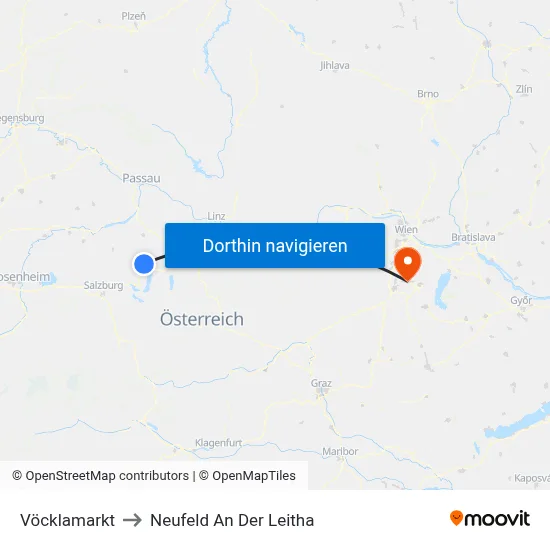 Vöcklamarkt to Neufeld An Der Leitha map