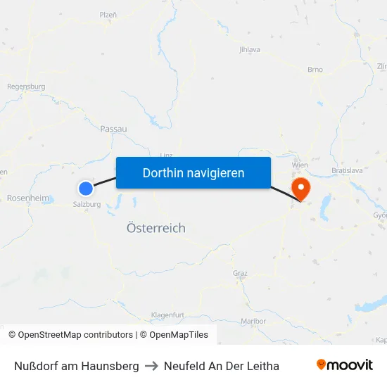 Nußdorf am Haunsberg to Neufeld An Der Leitha map