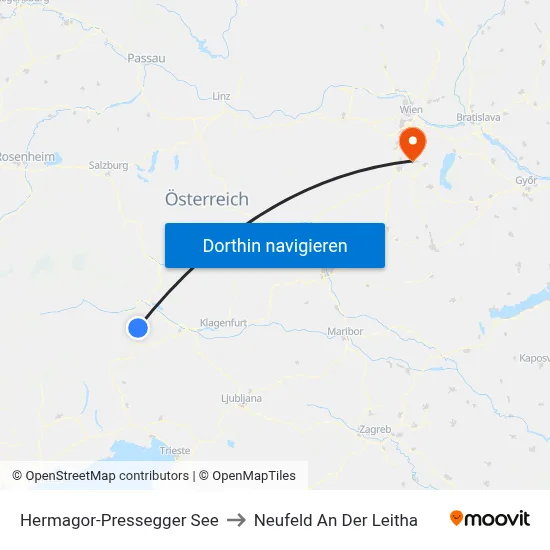 Hermagor-Pressegger See to Neufeld An Der Leitha map