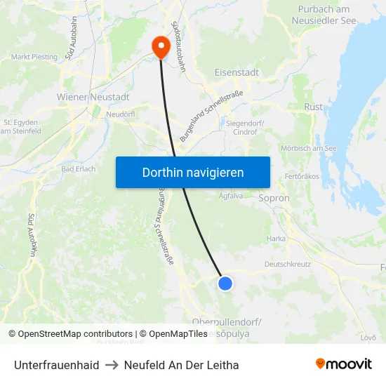 Unterfrauenhaid to Neufeld An Der Leitha map