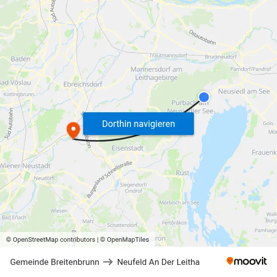 Gemeinde Breitenbrunn to Neufeld An Der Leitha map