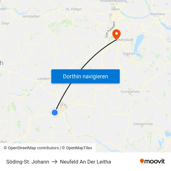 Söding-St. Johann to Neufeld An Der Leitha map