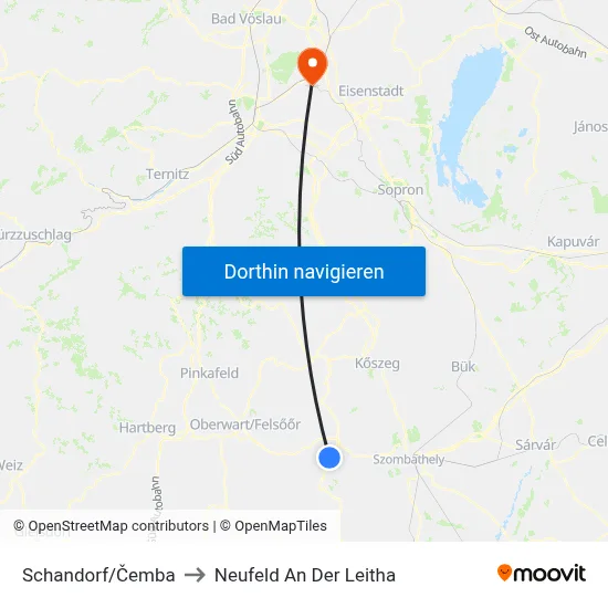 Schandorf/Čemba to Neufeld An Der Leitha map