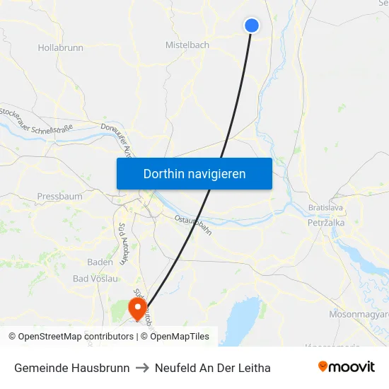 Gemeinde Hausbrunn to Neufeld An Der Leitha map