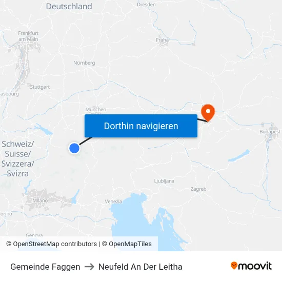 Gemeinde Faggen to Neufeld An Der Leitha map