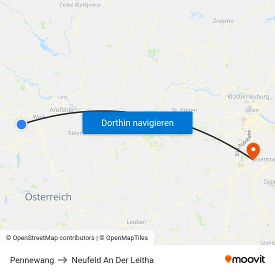 Pennewang to Neufeld An Der Leitha map