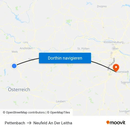 Pettenbach to Neufeld An Der Leitha map