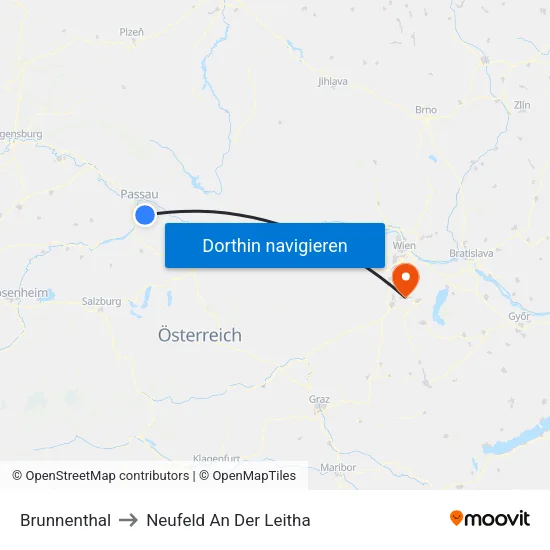 Brunnenthal to Neufeld An Der Leitha map