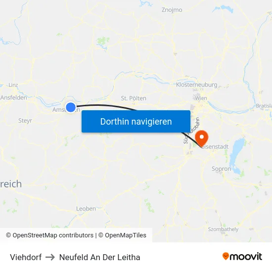 Viehdorf to Neufeld An Der Leitha map