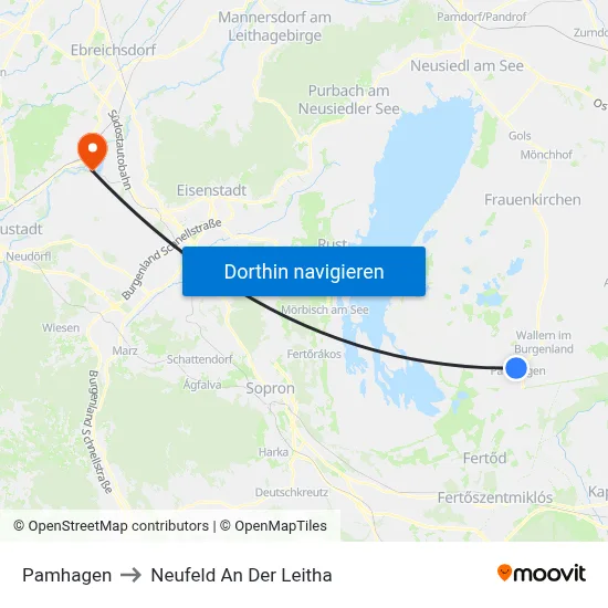 Pamhagen to Neufeld An Der Leitha map