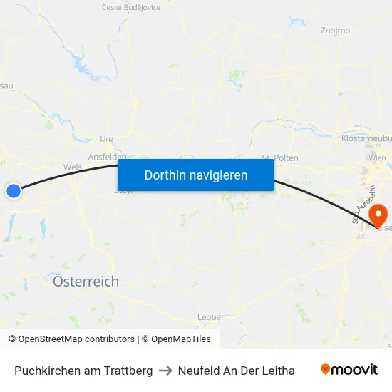 Puchkirchen am Trattberg to Neufeld An Der Leitha map