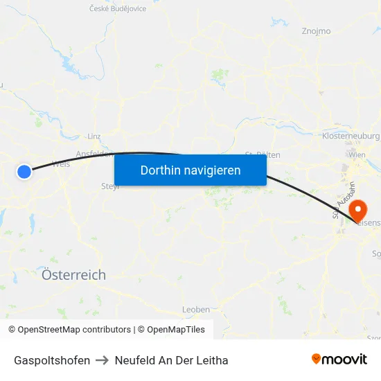 Gaspoltshofen to Neufeld An Der Leitha map