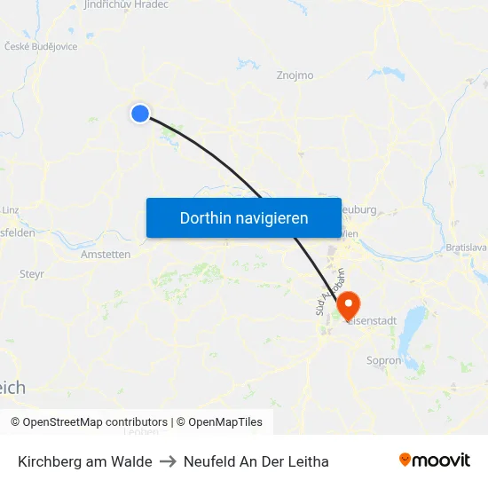 Kirchberg am Walde to Neufeld An Der Leitha map