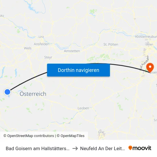 Bad Goisern am Hallstättersee to Neufeld An Der Leitha map