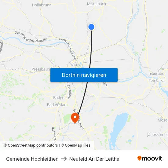 Gemeinde Hochleithen to Neufeld An Der Leitha map