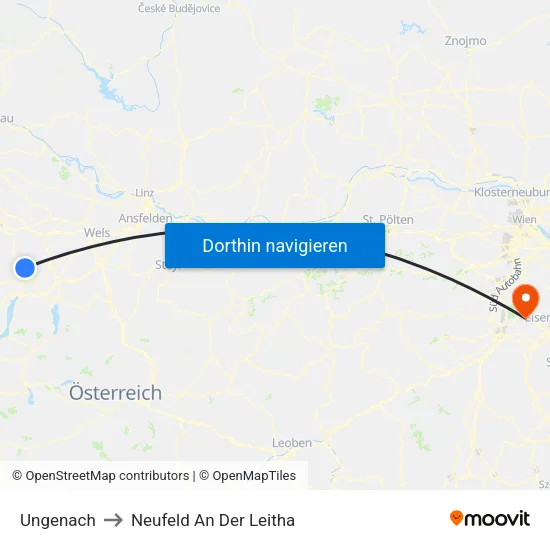 Ungenach to Neufeld An Der Leitha map