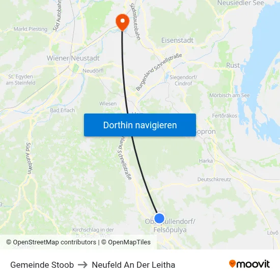 Gemeinde Stoob to Neufeld An Der Leitha map