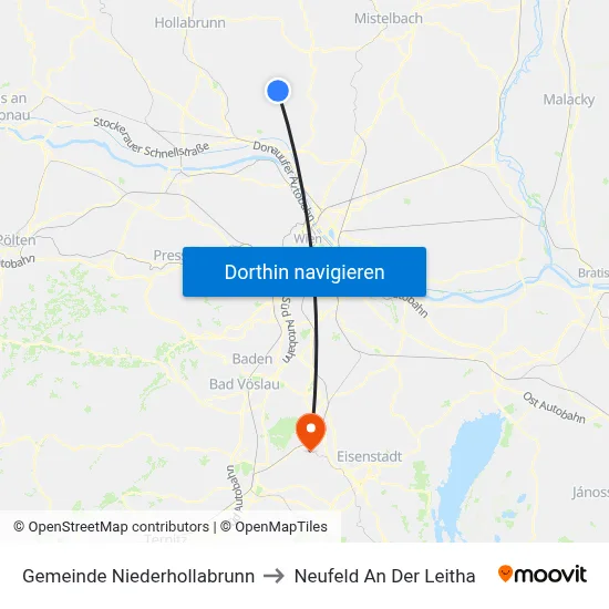 Gemeinde Niederhollabrunn to Neufeld An Der Leitha map