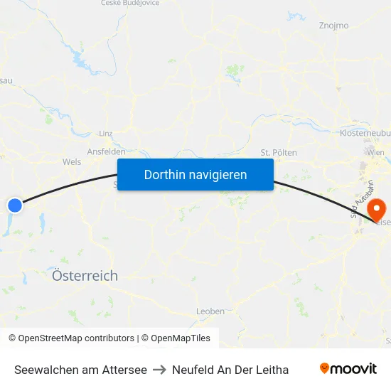Seewalchen am Attersee to Neufeld An Der Leitha map