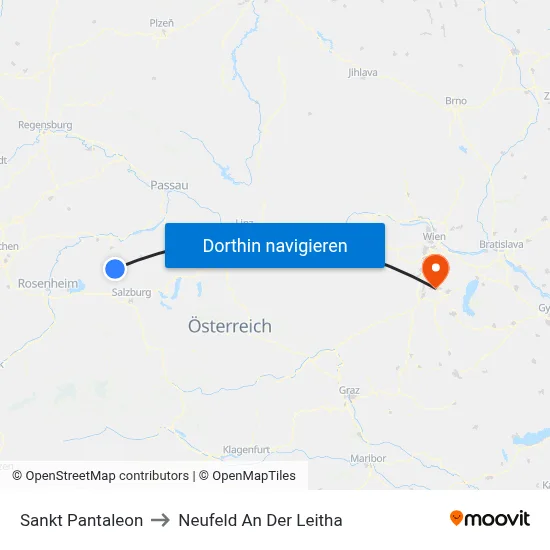 Sankt Pantaleon to Neufeld An Der Leitha map