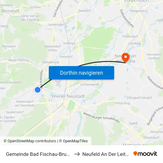 Gemeinde Bad Fischau-Brunn to Neufeld An Der Leitha map