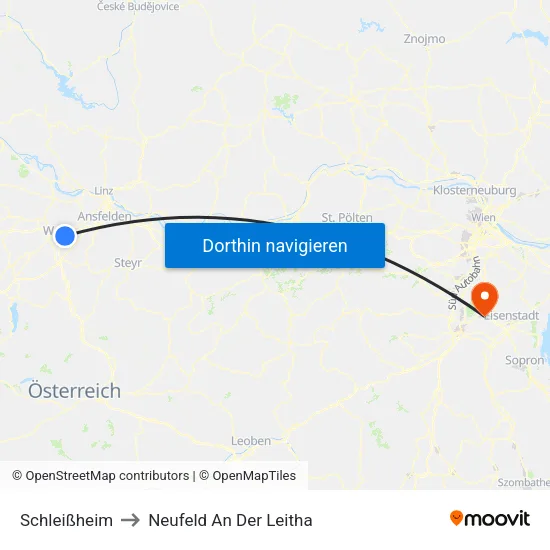 Schleißheim to Neufeld An Der Leitha map