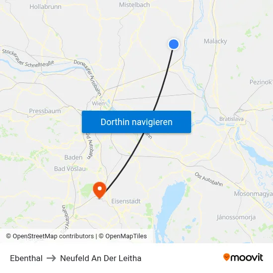Ebenthal to Neufeld An Der Leitha map