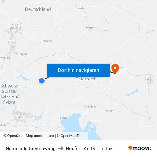Gemeinde Breitenwang to Neufeld An Der Leitha map