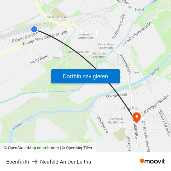 Ebenfurth to Neufeld An Der Leitha map