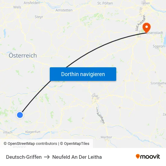 Deutsch-Griffen to Neufeld An Der Leitha map