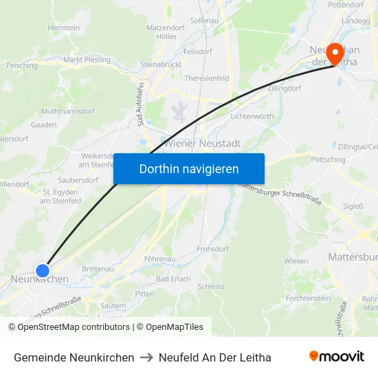 Gemeinde Neunkirchen to Neufeld An Der Leitha map