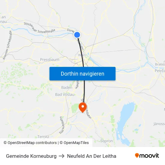 Gemeinde Korneuburg to Neufeld An Der Leitha map