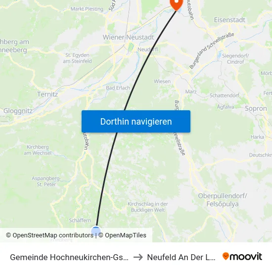 Gemeinde Hochneukirchen-Gschaidt to Neufeld An Der Leitha map