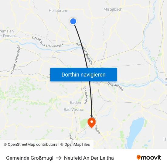 Gemeinde Großmugl to Neufeld An Der Leitha map