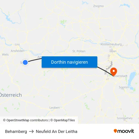 Behamberg to Neufeld An Der Leitha map