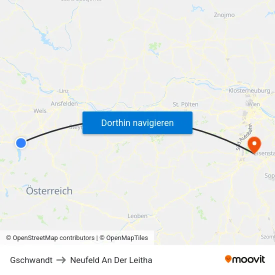 Gschwandt to Neufeld An Der Leitha map